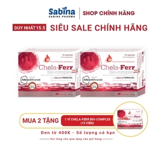 2H sắt Chela-Ferr Bio Complex. Thực phẩm bảo vệ sức khoẻ cho người thiếu máu thiếu sắt. 1hộp 30 viên 14mg Fe. Olimp Labs