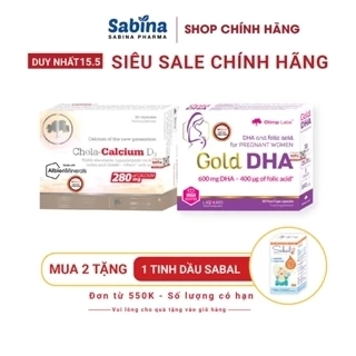 Cặp canxi Chela Calcium D3 Và Gold DHA dạng chelate Albion.Thực phẩm bảo vệ sức khỏe Cho Bà Bầu Olimp Labs 36,6g