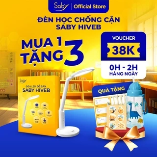 Đèn học đọc sách làm việc chống cận Saby Hiveb, 3 chế độ sáng tắt bật cảm ứng Combo kèm Ổ điện đa năng CubeZ