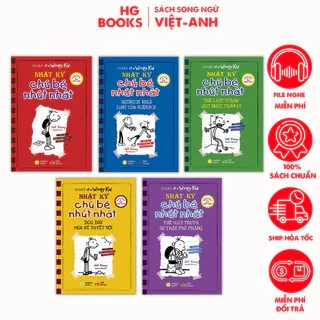 Combo tập 1-5 Nhật Ký Chú Bé Nhút Nhát song ngữ - Diary Of a Wimpy Kid, tặng kèm file nghe HG Books