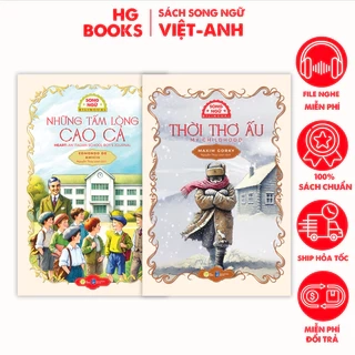 Sách văn học kinh điển Những Tấm Lòng Cao Cả và Thời Thơ Ấu song ngữ có note từ vựng kèm file nghe
