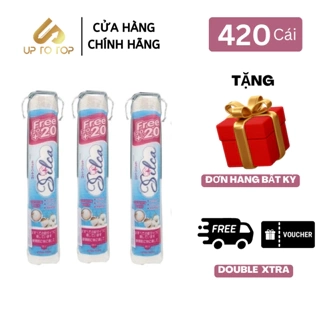 Combo 3 Gói Bông Tẩy Trang 2 lớp 100% Bông Tự Nhiên Silca 140 Miếngx 3 Gói