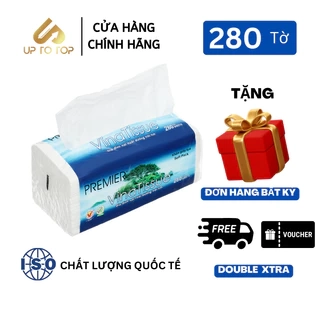 Khăn giấy lụa giấy ăn rút PREMIER Vinatissue 180 tờ chính hãng, siêu mềm mịn không tẩy trắng