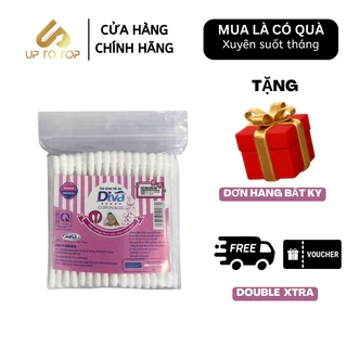 Tăm bông Diva Baby dành cho bé sơ sinh 100% Bông Tự Nhiên Túi 100 cây