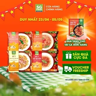 Combo 4 Mỳ Ý SG Food 250g xốt bò bằm, xúc xích, xốt kem thịt xông khói, xốt kem cá hồi