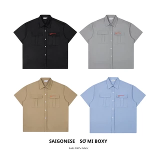 Áo Sơ Mi Kaki SAIGONESE Chất Kaki Hình Thêu Form Boxy Unisex Nam Nữ