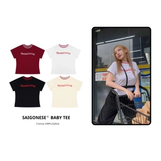 Áo Thun Baby Tee SAIGONESE Spread Love Chất Cotton Phối Cổ Viền 4 Màu
