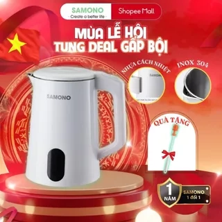 Ấm đun nước điện thông minh SAMONO SW-EKW18 1.8L 1500W 2 lớp chịu nhiệt dễ dàng vệ sinh lòng ấm inox 304