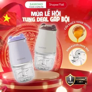 Máy xay thực phẩm mini đa năng Samono SW-MC200, 6 lưỡi dao, dung tích 300ml, công suất 200W