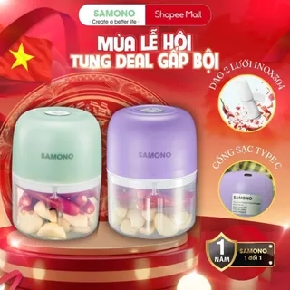 Máy xay tỏi ớt cầm tay Samono SW-L4 250ml 30w không dây, dung lượng pin sạc 800 mAh, cổng type C
