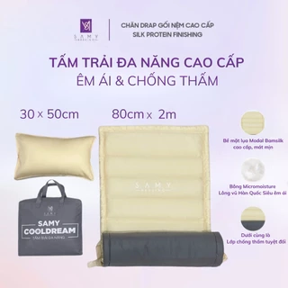 Nệm topper ngủ văn phòng đa năng gấp gọn Samy Bedding êm ái chống thấm.