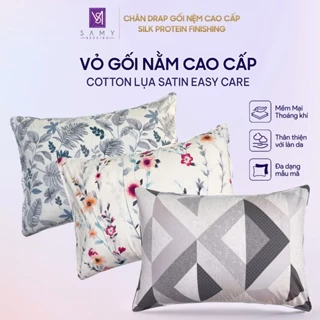 Vỏ Gối Cotton Lụa Satin Cao Cấp SAMY BEDDING Thoải Mái Mát Mịn