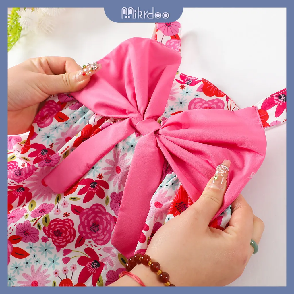 Ảnh 0-3years Ternos Cho Trẻ Em Bé Gái Bộ 2 Chiếc Không Tay Có Mũ In Hoa Váy Cho Bé Ngoài Trời ootd Mùa Hè Phong Cách Thanh Lịch 4