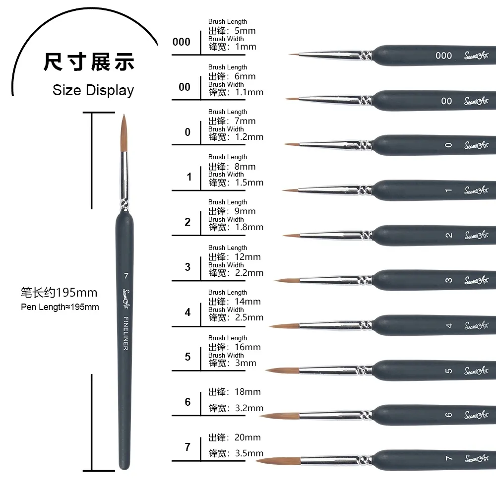 Ảnh 1 Cọ Sơn Móng Tay Cán Gỗ Và Kim Loại Watercolor nail polish brush details brush 2