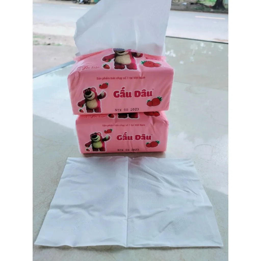 Ảnh 1 Gói 300 Tờ 4 Lớp Khăn Giấy Khô Gấu Dâu 1