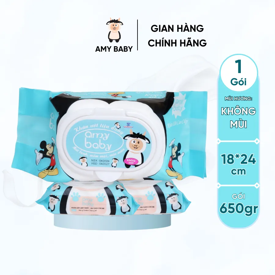 Ảnh 1 Gói Khăn Ướt 650gr Amy Baby An Toàn Cho Bé 2