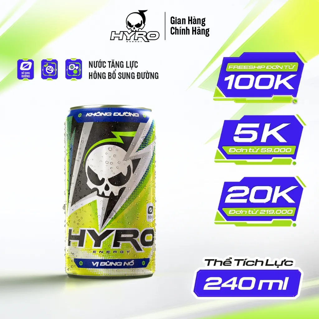 Ảnh 1 lon nước tăng lực Hyro không bổ sung đường 3