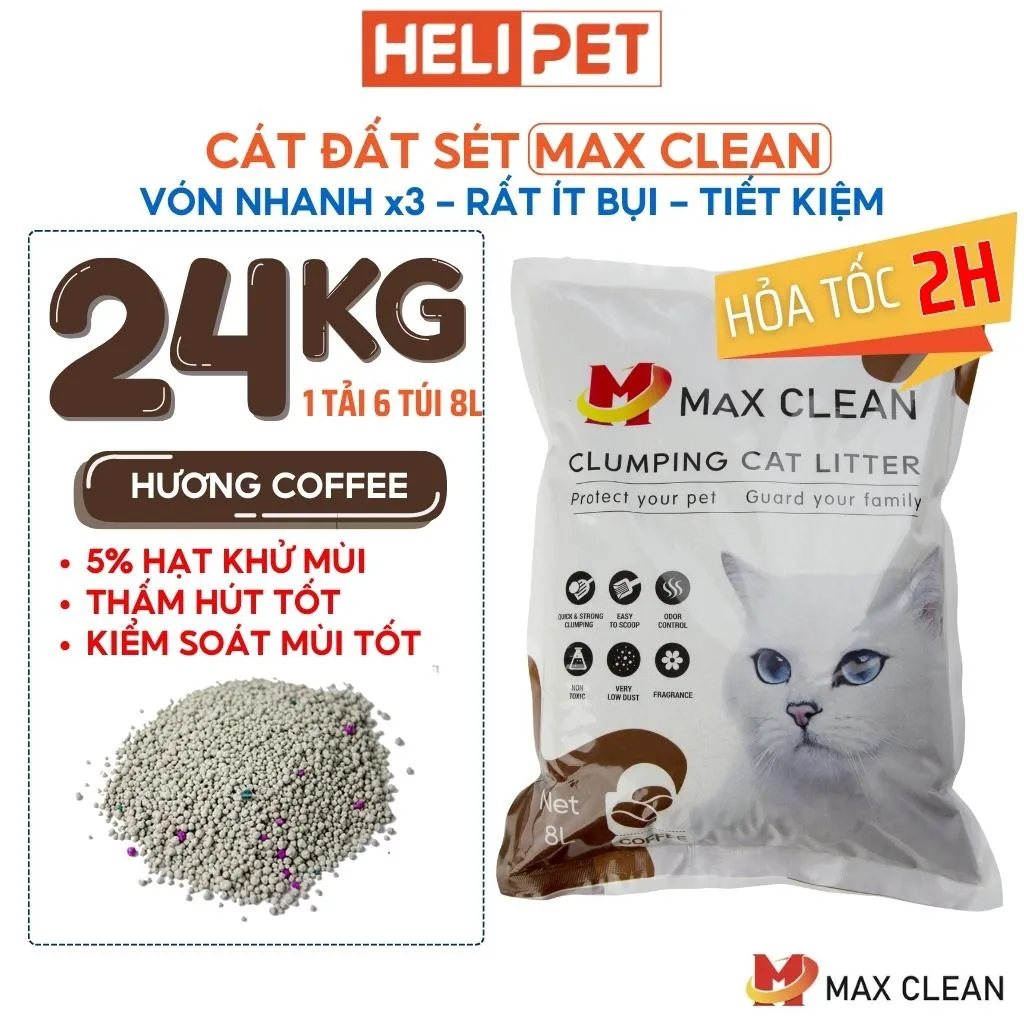 Ảnh [1 TẢI 6 BỊCH 24KG] Cát Mèo, Cát Vệ Sinh Cho Mèo Max Clean 4