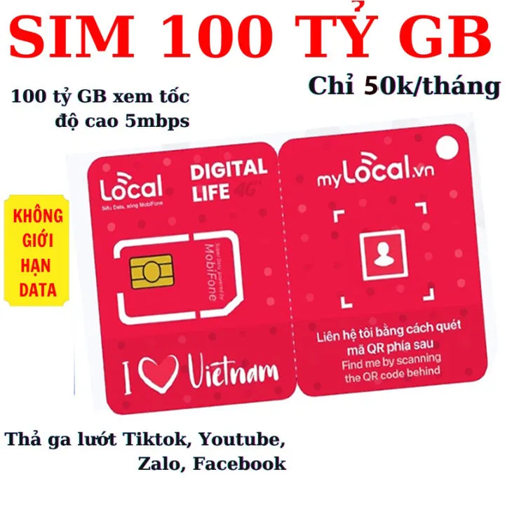 Ảnh [1 TỶ GB] SIM 4G Mobifone Không giới hạn dung lượng gói A89 4gb/ ngày 1000p gọi 1