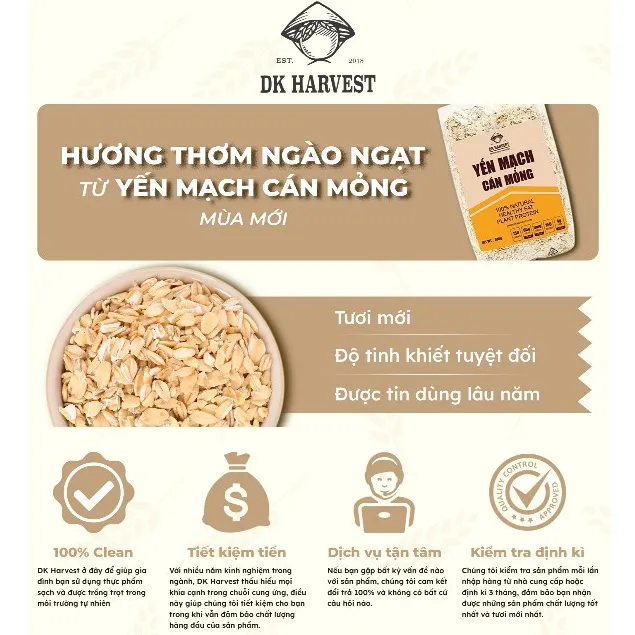 Ảnh 1kg Yến Mạch Cán Dẹt 0.9mm - DK Harvest Nhập Khẩu Úc | Ngũ Cốc Dinh Dưỡng, Hỗ Trợ Giảm Cân 3