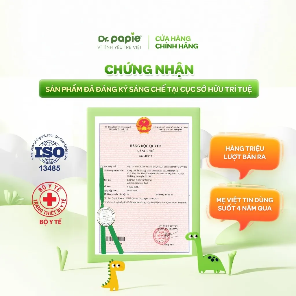 Ảnh 2 Hộp Gạc Rơ Lưỡi Dr.Papie Tiêu Chuẩn 5SAO, Làm Sạch Răng, Lưỡi, Nướu và Khoang Miệng Cho Bé - 30Gói/Hộp x 2 3