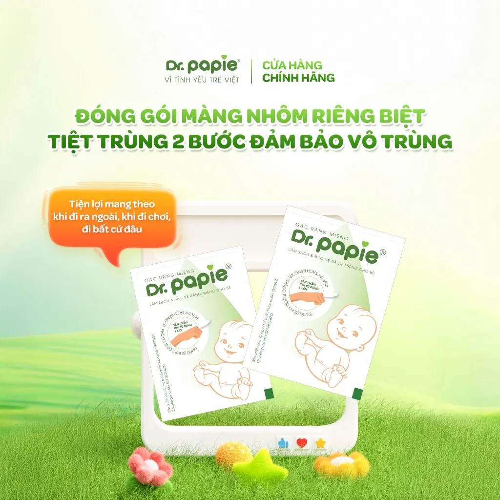 Ảnh 2 Hộp Gạc Rơ Lưỡi Dr.Papie Tiêu Chuẩn 5SAO, Làm Sạch Răng, Lưỡi, Nướu và Khoang Miệng Cho Bé - 30Gói/Hộp x 2 4