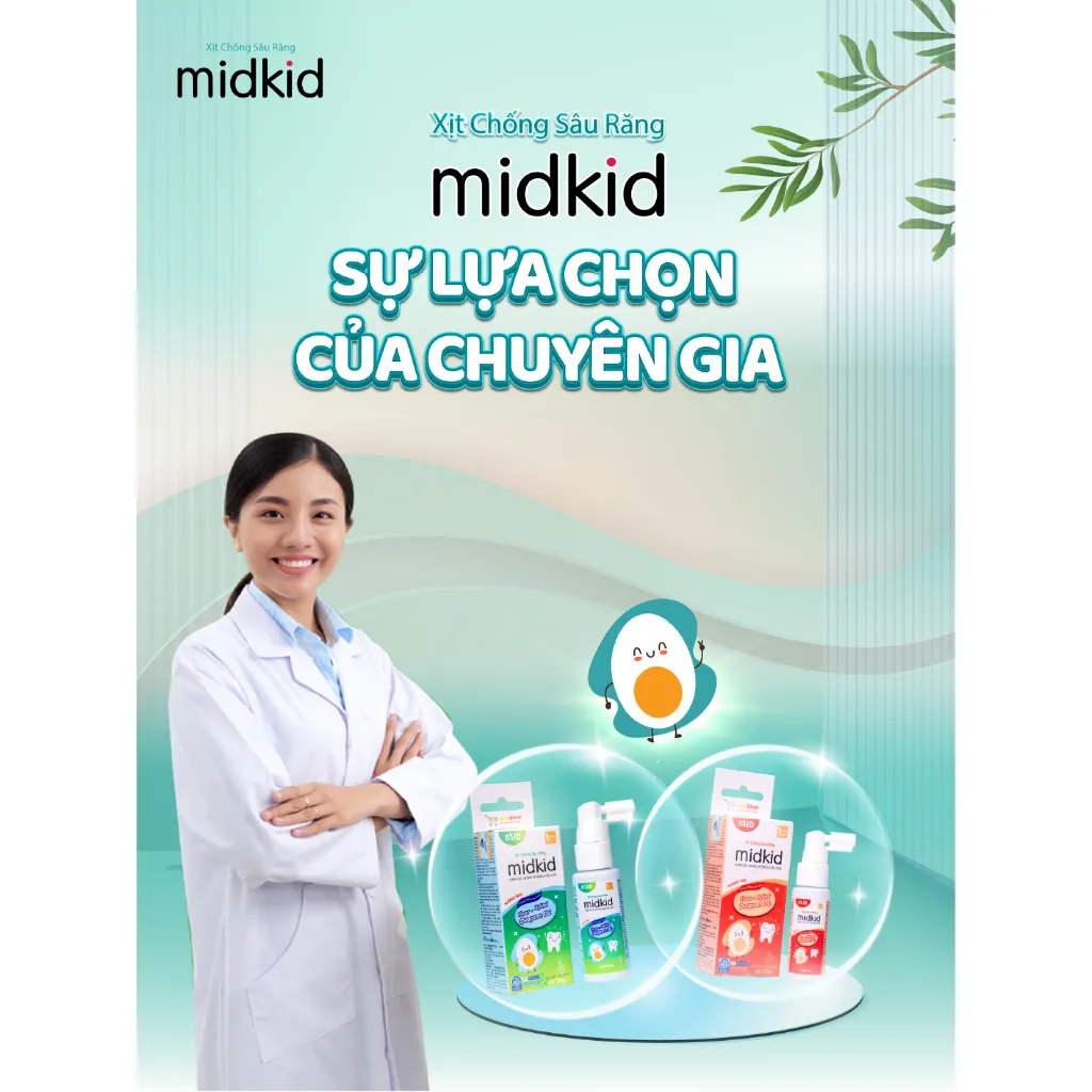 Ảnh 2 hộp Xịt chống sâu răng Midkid vị Nho và Táo cho bé từ 1 tuổi - Tặng Bàn chải U hình thú ngẫu nhiên + Sticker 2