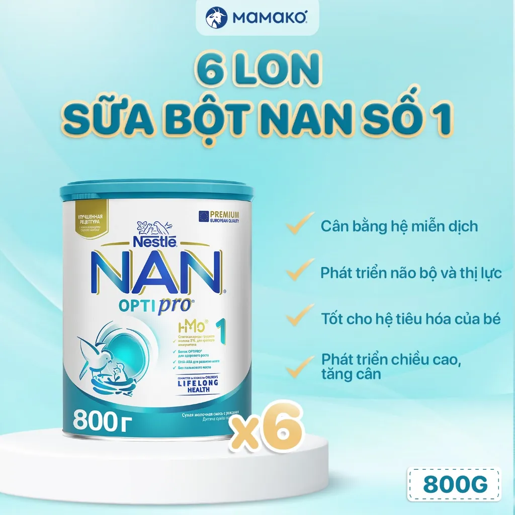 Ảnh 2 THÙNG Lon Sữa Nan Nga HMO Optipro số 1 Mamako Bổ Sung Dinh Dưỡng Cho Bé 0-6M Hộp 800g 4