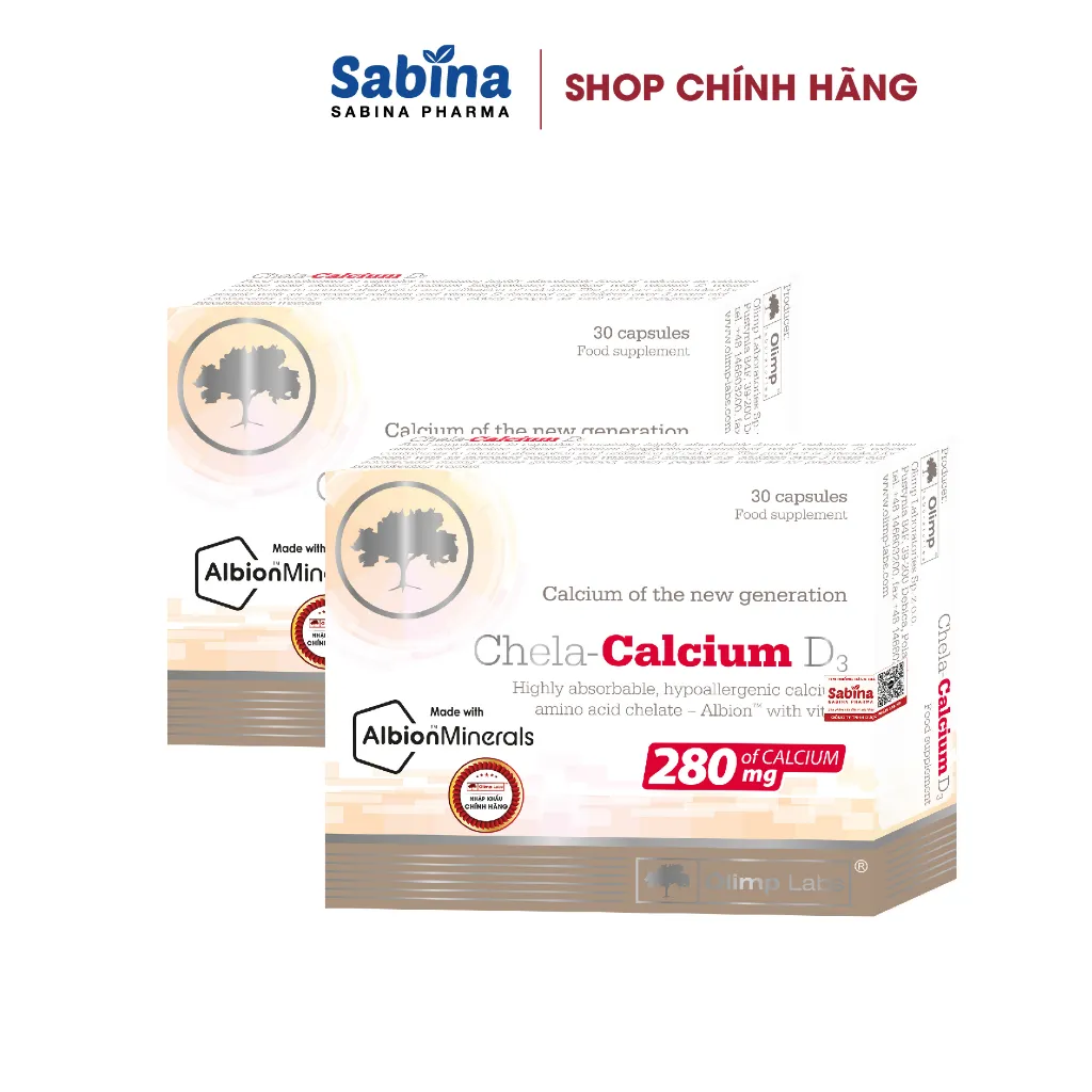 Ảnh 2H Canxi Chela Calcium D3 dạng canxi Chelate Albion - Thực phẩm bảo vệ sức khoẻ cho mẹ bầu và sau sinh 36.6g-Olimp Labs 1