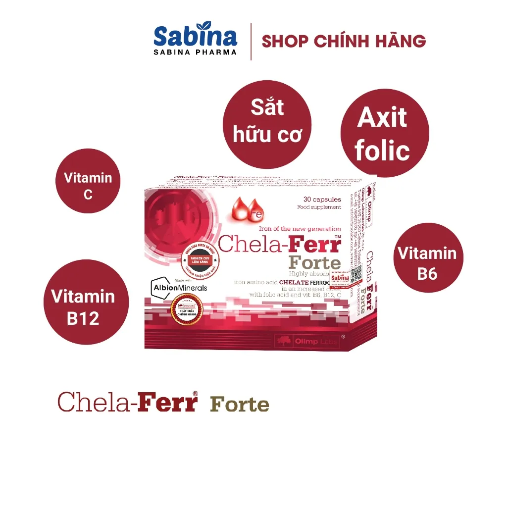 Ảnh 2H sắt Chela-Ferr® Forte (28mg)–Thực phẩm bảo vệ sức khoẻ dùng cho bà bầu, sau sinh và người thiếu máu.11,4g- Olimp Labs 3
