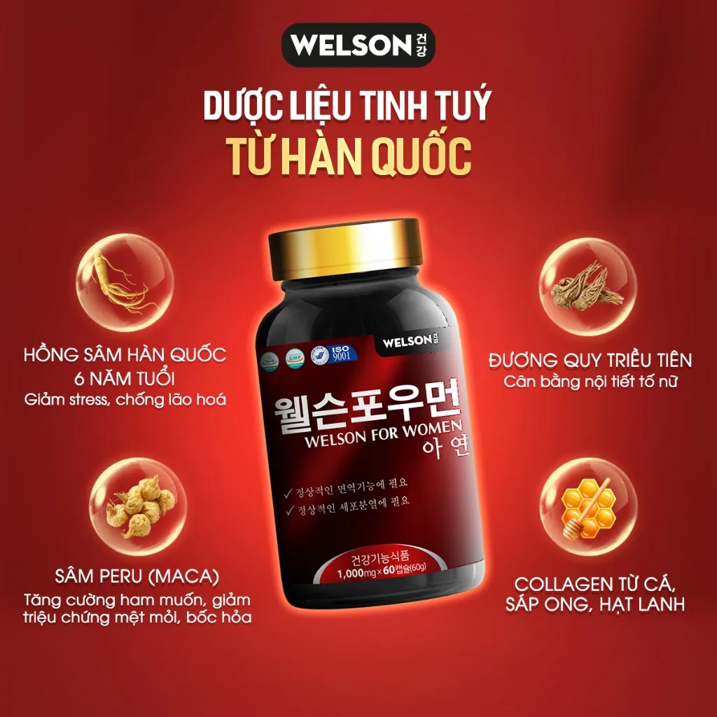 Ảnh [2Hộp] Thực phẩm bảo vệ sức khoẻ Viên uống Nội Tiết Tố Nữ Welson For Women Hỗ Trợ Cải Thiện Sinh Lý Nữ Hộp 60 Viên 3