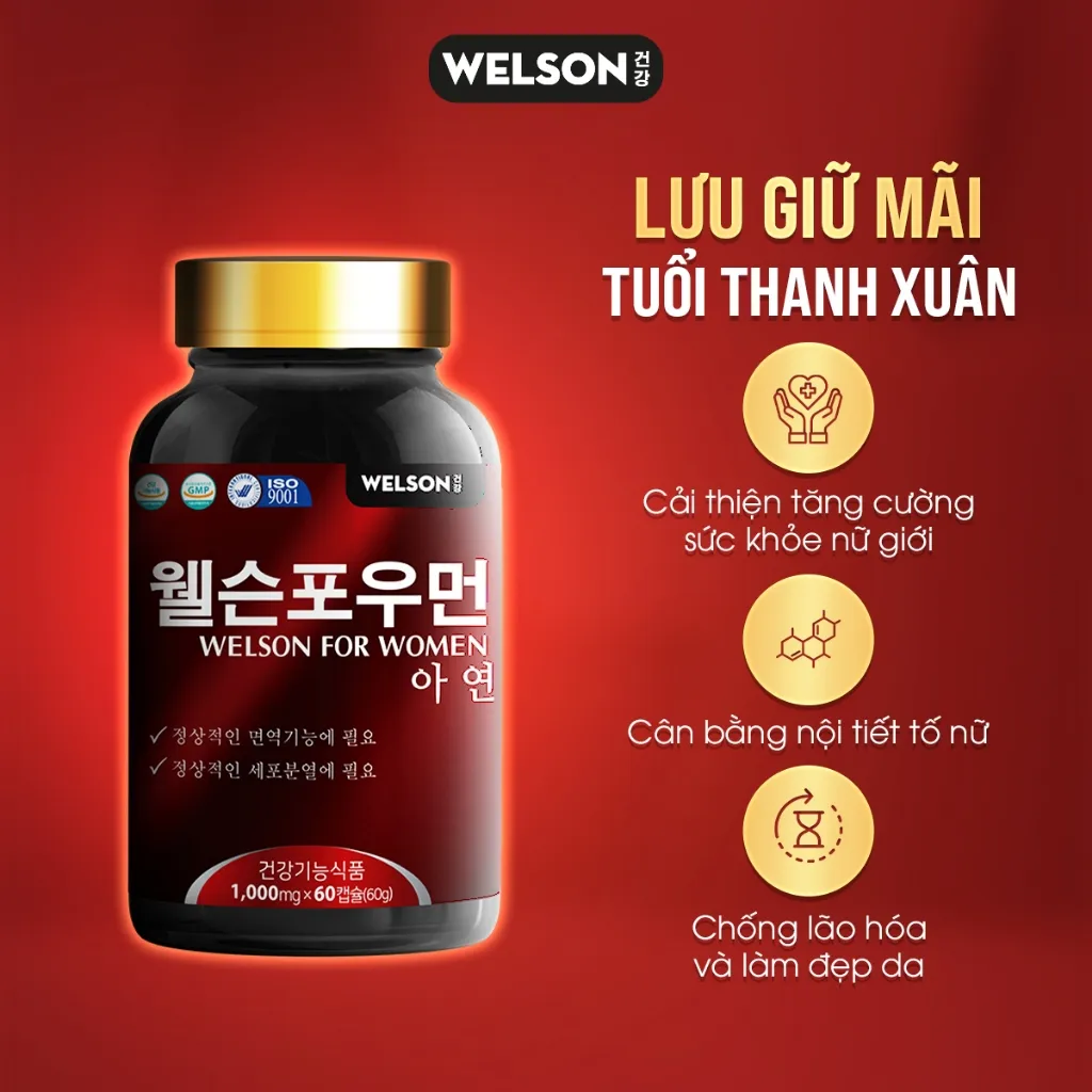 Ảnh [2Hộp] Thực phẩm bảo vệ sức khoẻ Viên uống Nội Tiết Tố Nữ Welson For Women Hỗ Trợ Cải Thiện Sinh Lý Nữ Hộp 60 Viên 4