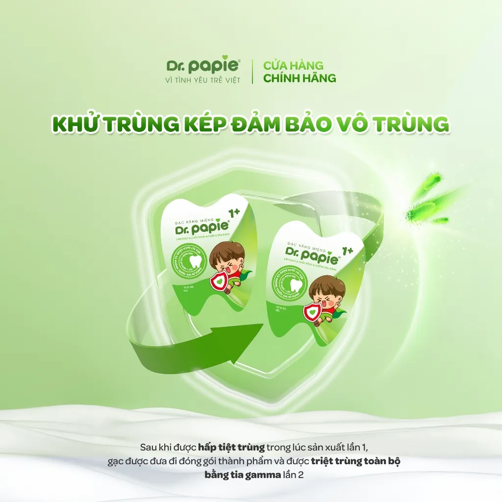 Ảnh 3 Hộp Gạc Chống Sún Răng DR.PAPIE 1+ Tiêu Chuẩn 5SAO, Làm Sạch Khoang Miệng Cho Bé Từ 1 Tuổi  - 30Gói/Hộp x 3 1