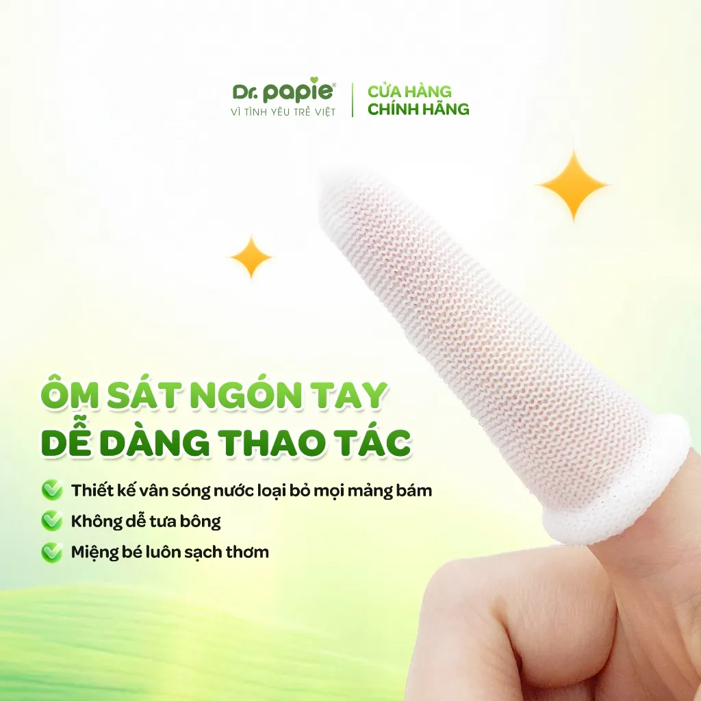Ảnh 3 Hộp Gạc Chống Sún Răng DR.PAPIE 1+ Tiêu Chuẩn 5SAO, Làm Sạch Khoang Miệng Cho Bé Từ 1 Tuổi  - 30Gói/Hộp x 3 2