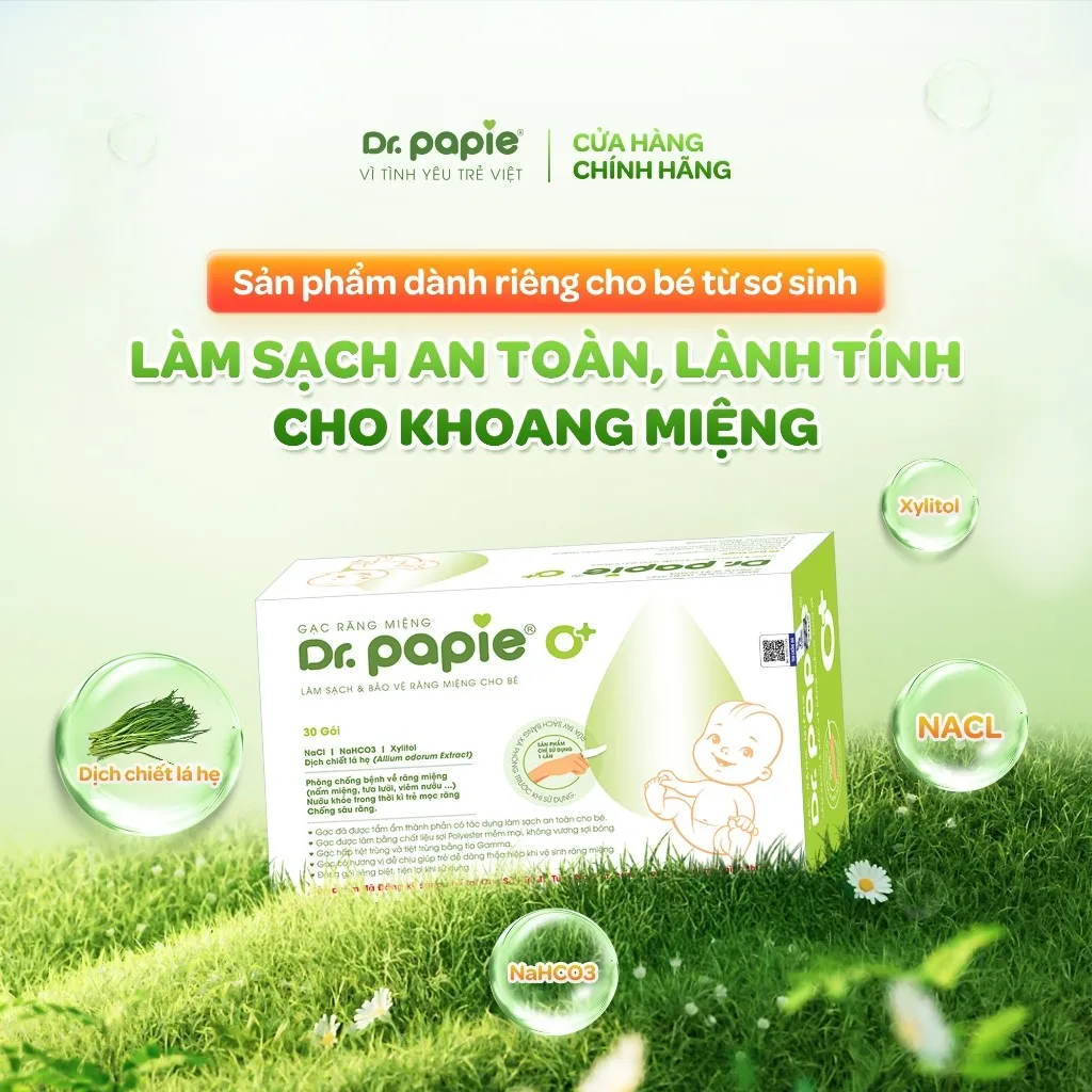 Ảnh 3 Hộp Gạc Rơ Lưỡi Dr.Papie Tiêu Chuẩn 5SAO, Làm Sạch Răng, Lưỡi, Nướu và Khoang Miệng Cho Bé - 30Gói/Hộp x 3 2
