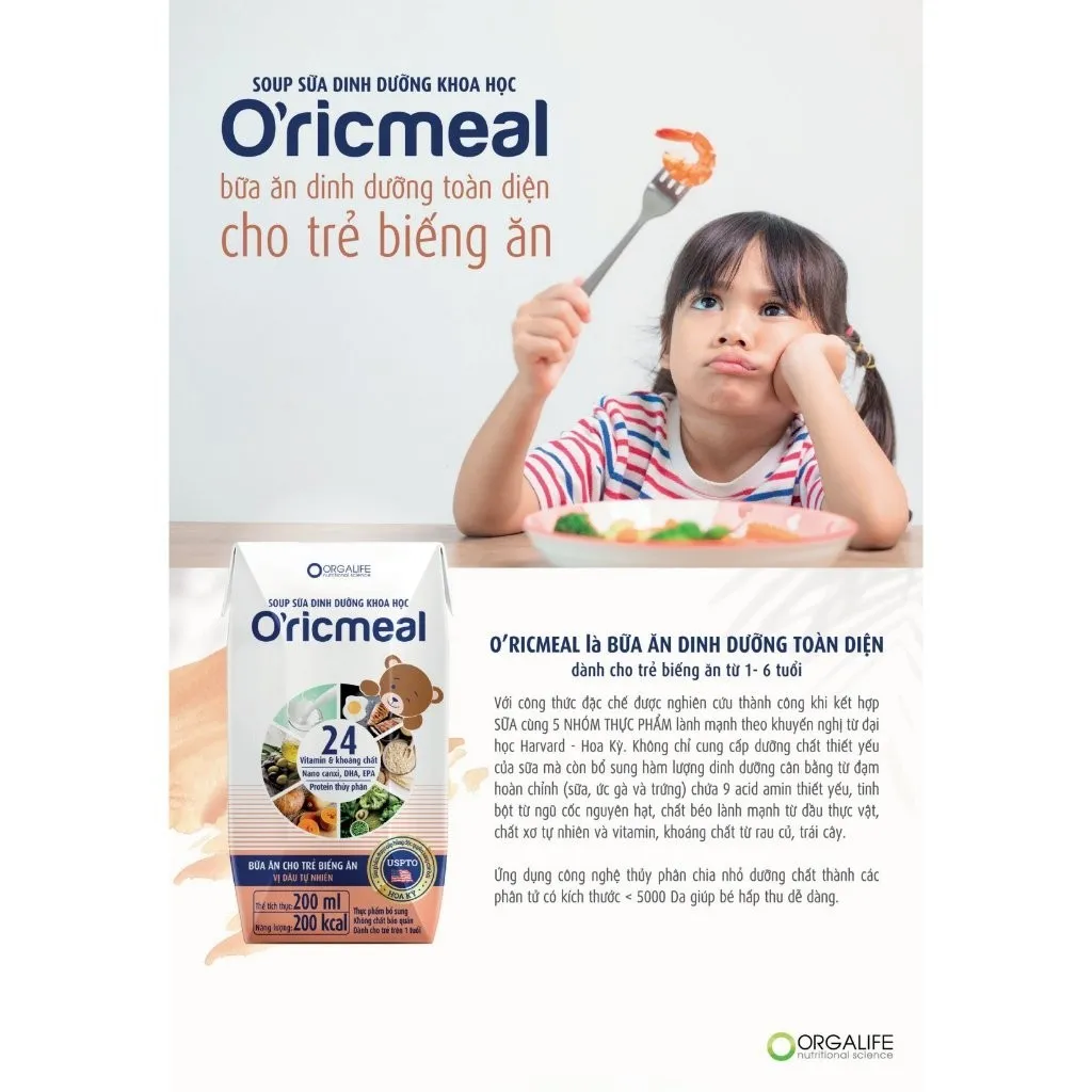 Ảnh 3 Hộp Soup sữa dinh dưỡng Oricmeal cho trẻ biếng ăn, giúp tăng cân, phát triển trí não 2
