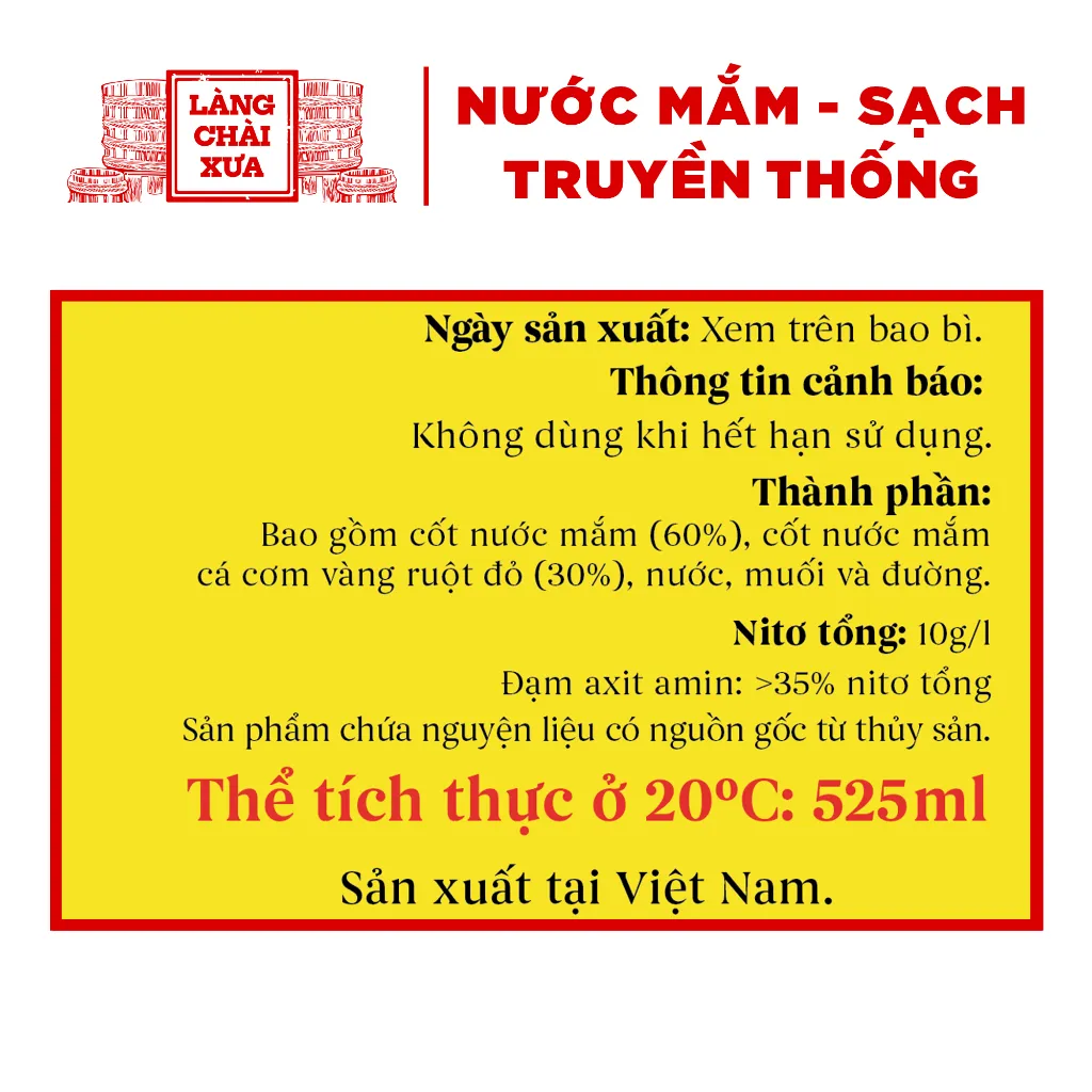 Ảnh 3 than - 3 vàng Nước Mắm Nhỉ Làng Chài Xưa Cá Cơm Than, Cá Cơm Ruột Đỏ 525ml/chai nhựa cao cấp 4