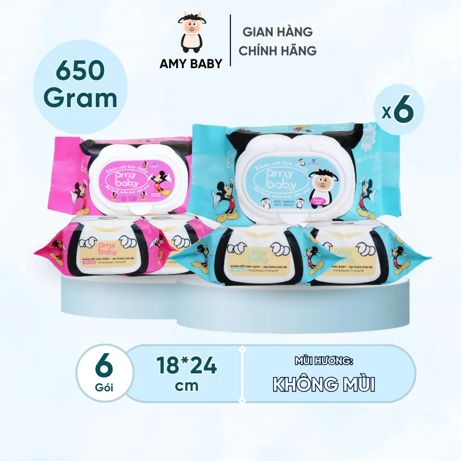 Ảnh 6 Gói Khăn Ướt 650gr Amy Baby Kháng Khuẩn 1