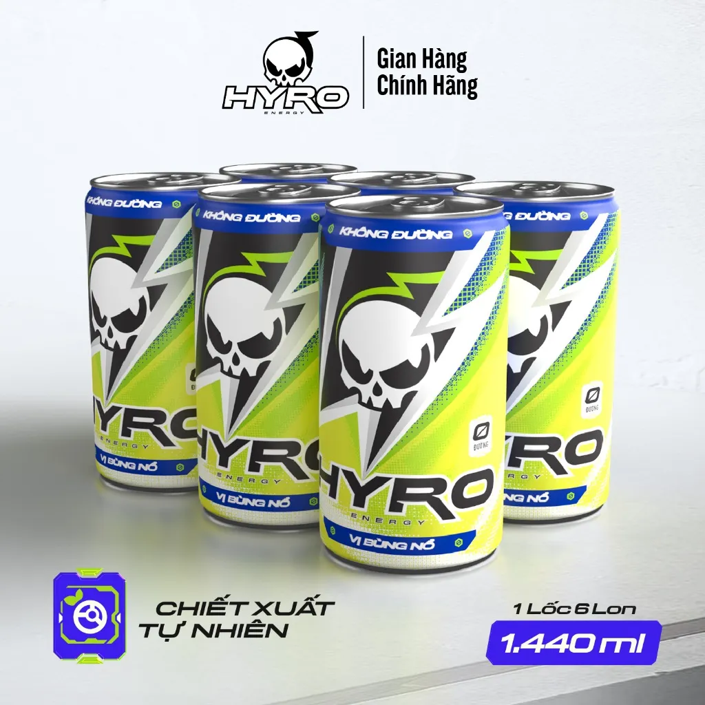Ảnh 6 lon nước tăng lực Hyro không bổ sung đường 4