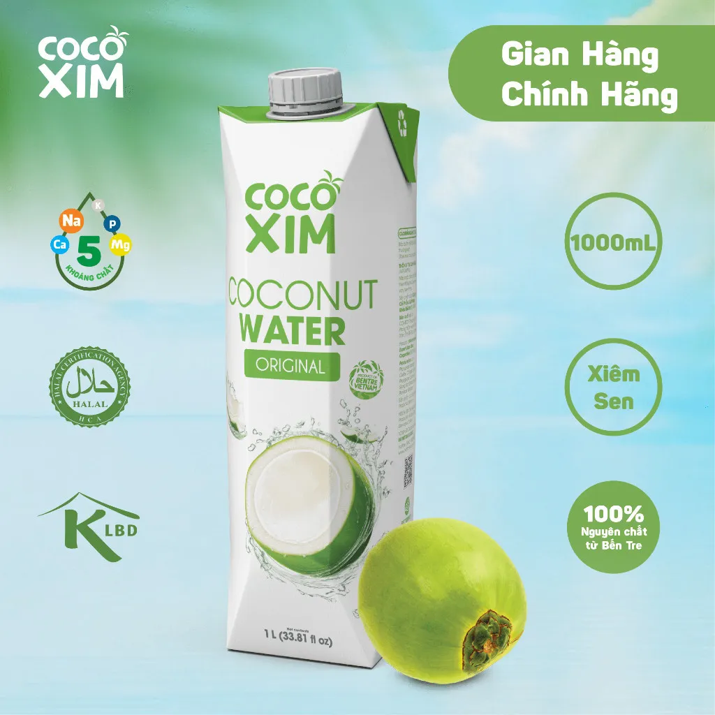 Ảnh _Nước dừa đóng hộp Cocoxim Xanh dung tích 1000ml/Hộp 1
