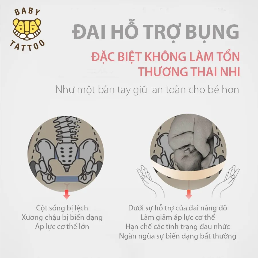 Ảnh Đai Đeo Vai Đa Năng Cho Mẹ Bâu BABY TATTOO Chất Liệu Cotton Hỗ Trợ Cho Phụ Nữ Mang Thai, Có Thể Điều Chỉnh 4