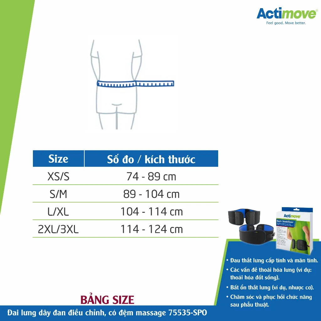 Ảnh Đai lưng dây đan điều chỉnh, có đệm massage 75535-SPO Actimove Back Stabillizer 1