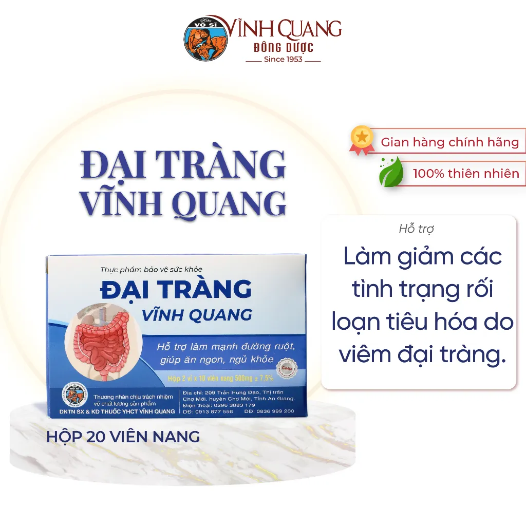 Ảnh Đại Tràng VĨNH QUANG Hỗ trợ làm mạnh đường ruột, giảm tình trạng rối loạn tiêu hóa - Hộp 20 viên 1