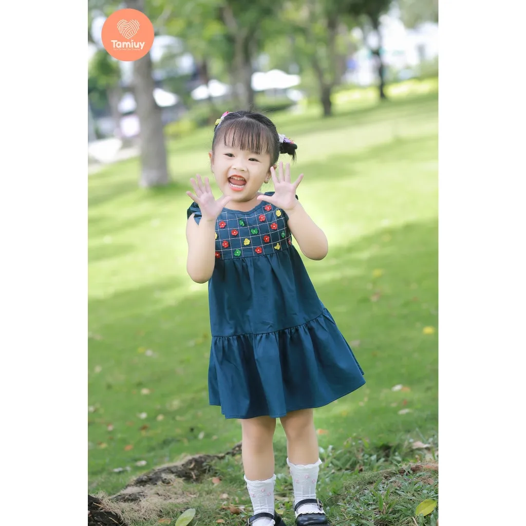 Ảnh Đầm Babydoll Bé Gái Tamiuy Cotton Đính Hoa (Size 1-10 Tuổi) - Nhiều Màu 1