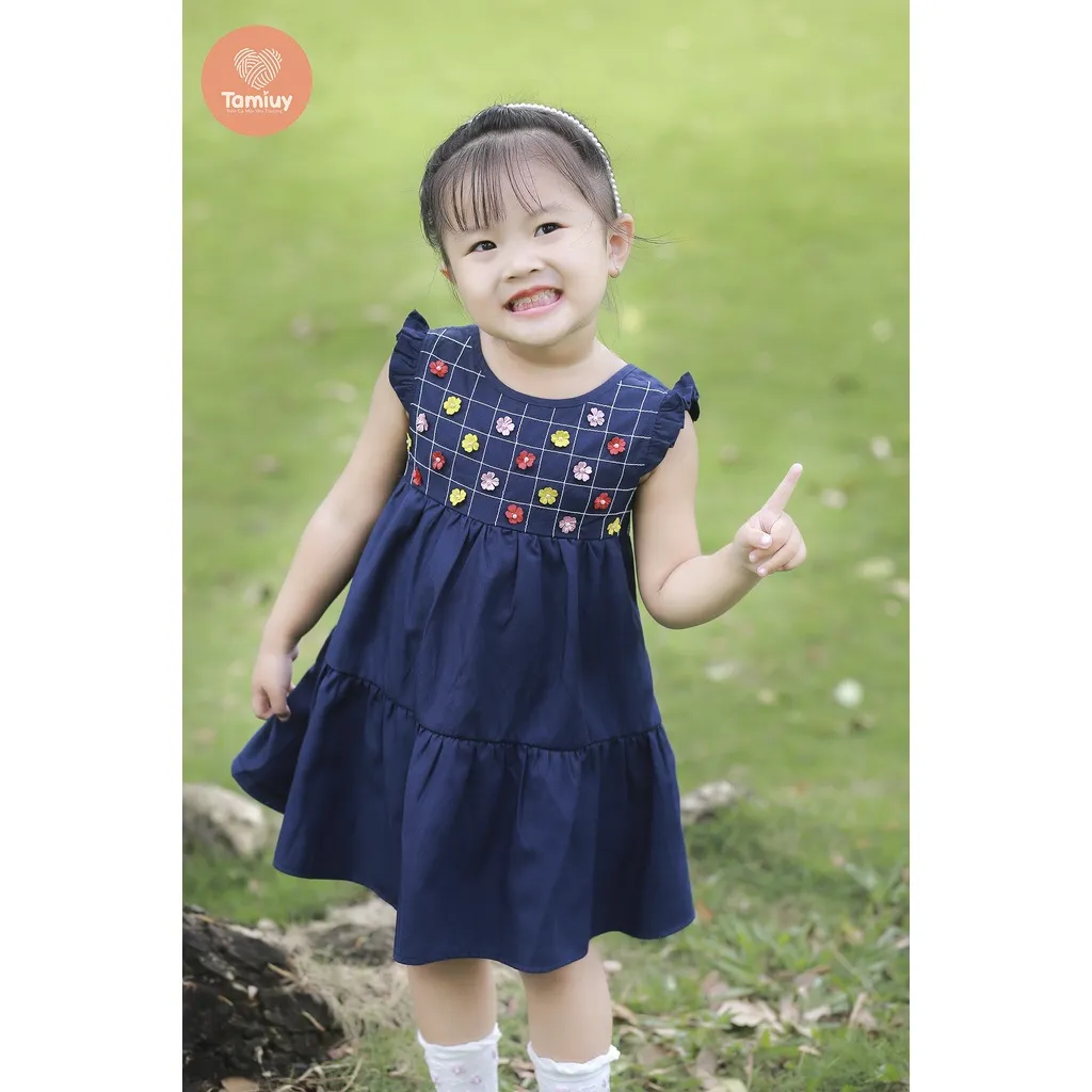 Ảnh Đầm Babydoll Bé Gái Tamiuy Cotton Đính Hoa (Size 1-10 Tuổi) - Nhiều Màu 3