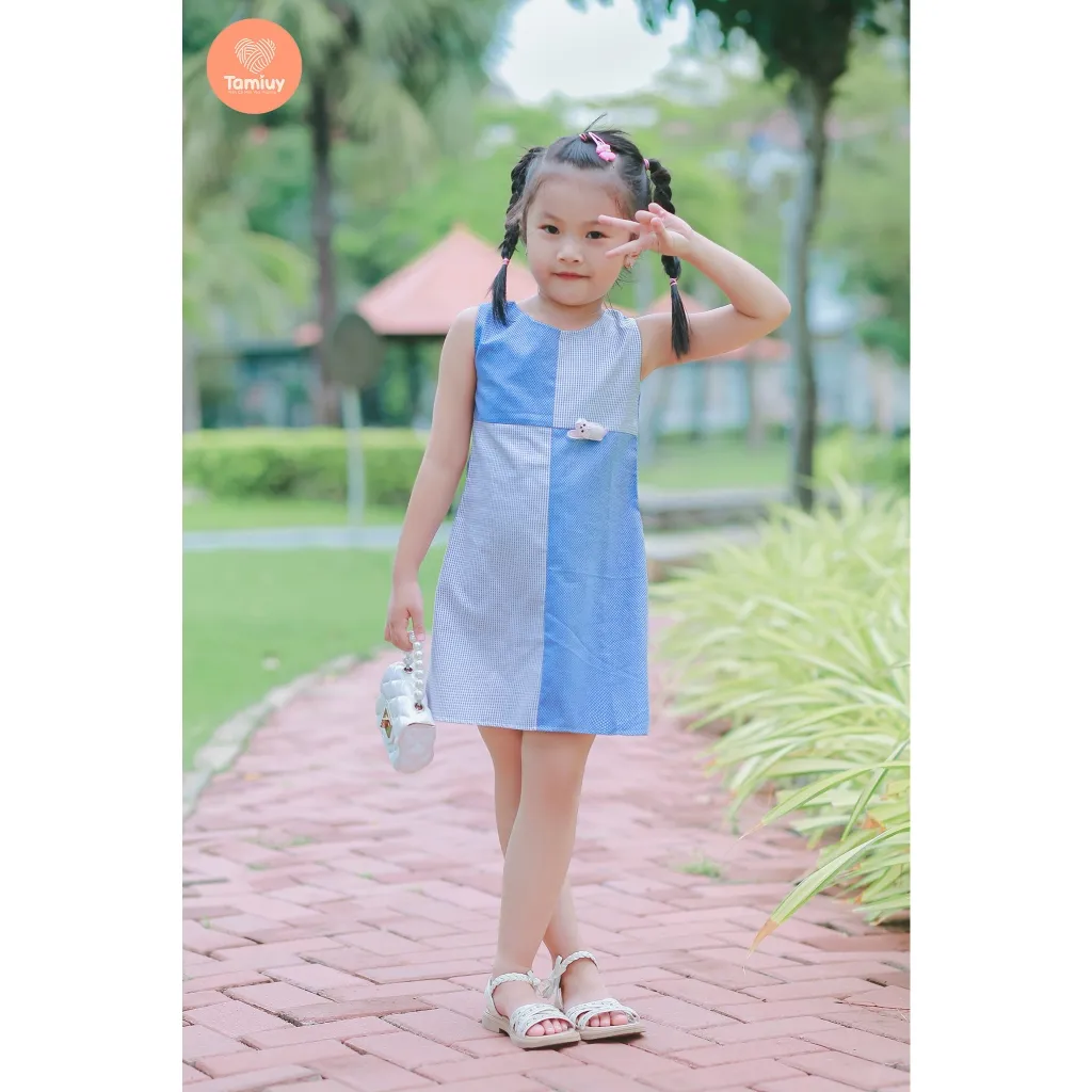 Ảnh Đầm Bé Gái Tamiuy Phối Màu Đính Hình Thú Dễ Thương Cho Bé 1-10 Tuổi 2