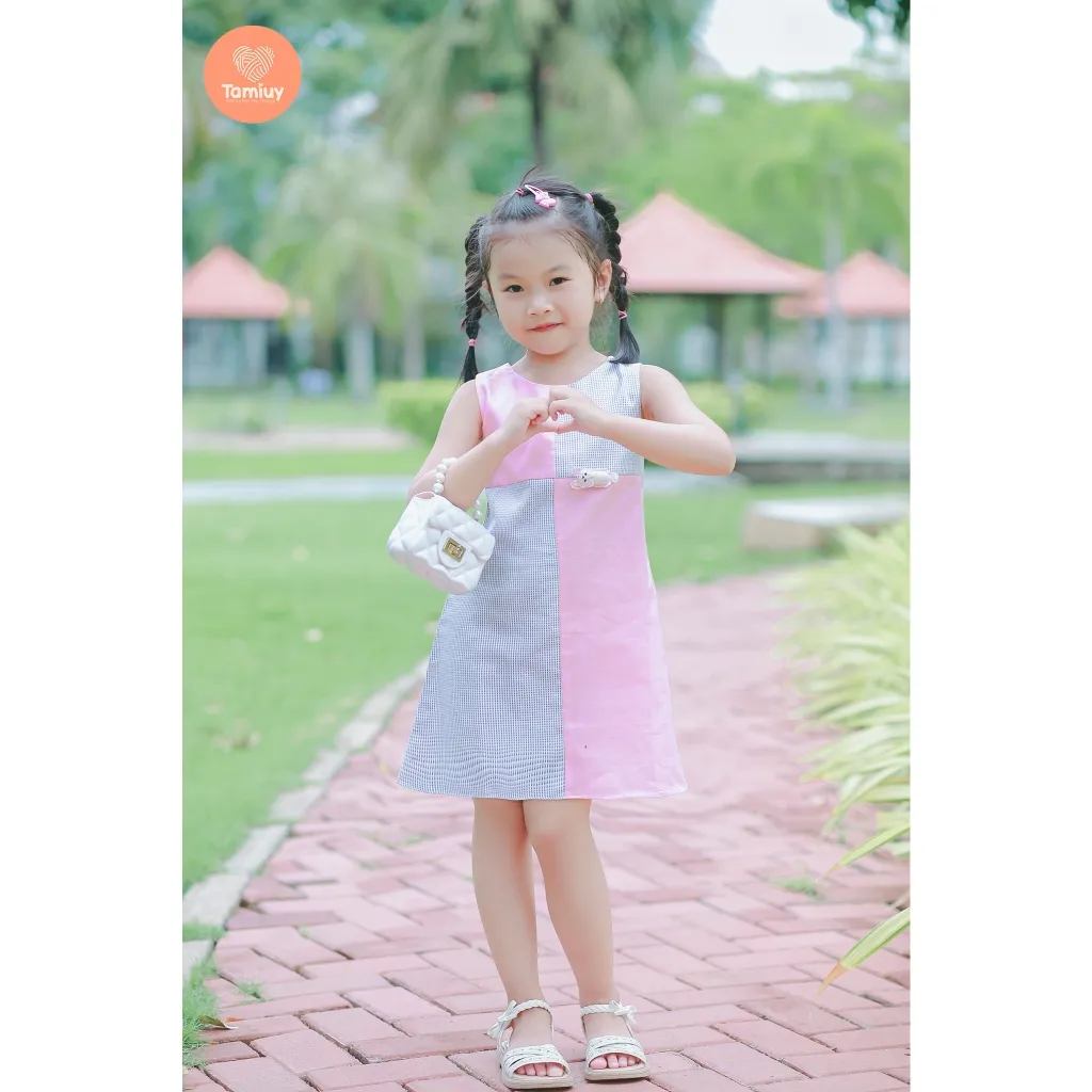 Ảnh Đầm Bé Gái Tamiuy Phối Màu Đính Hình Thú Dễ Thương Cho Bé 1-10 Tuổi 4