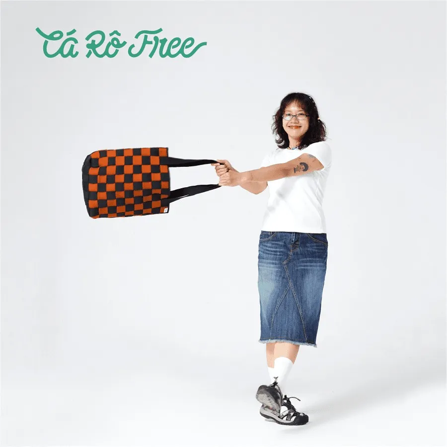 Ảnh ĐẬM BNS túi xách tote đan tay thủ công Cá Rô Free 2