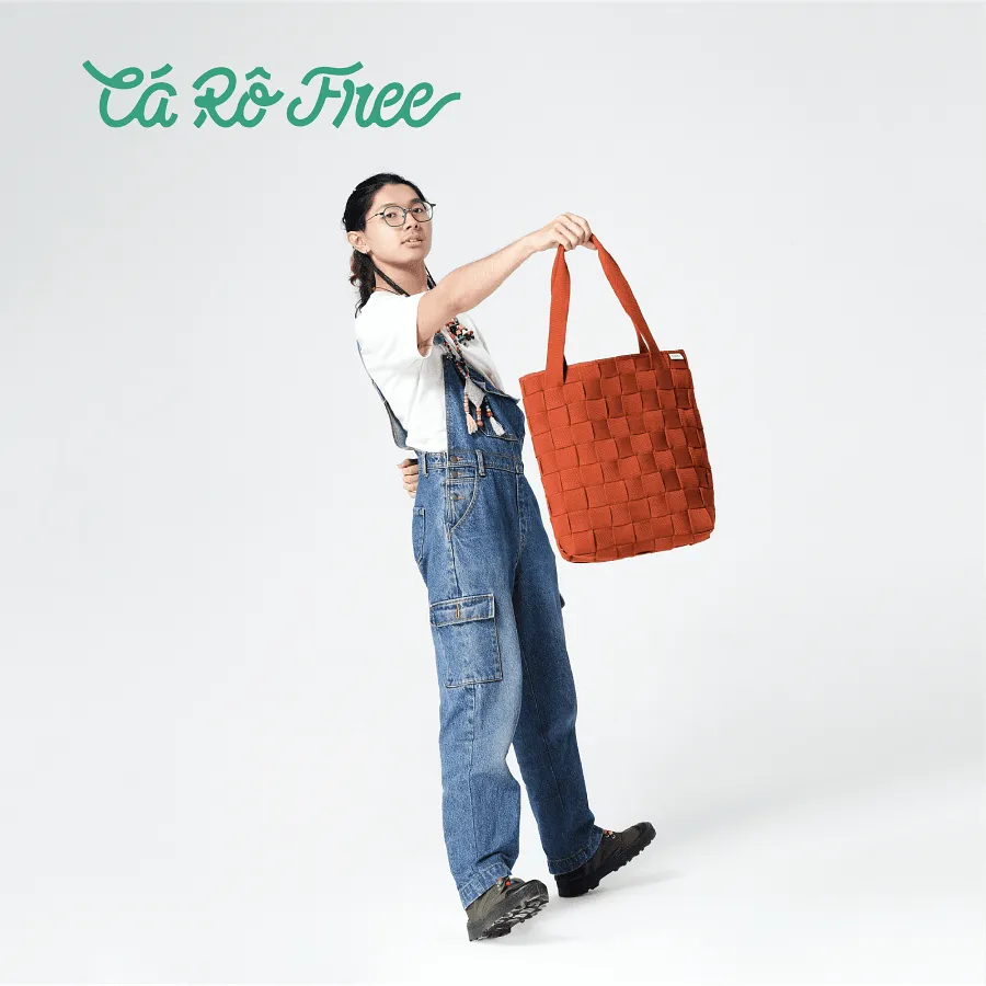 Ảnh ĐẬM BNS túi xách tote đan tay thủ công Cá Rô Free 4