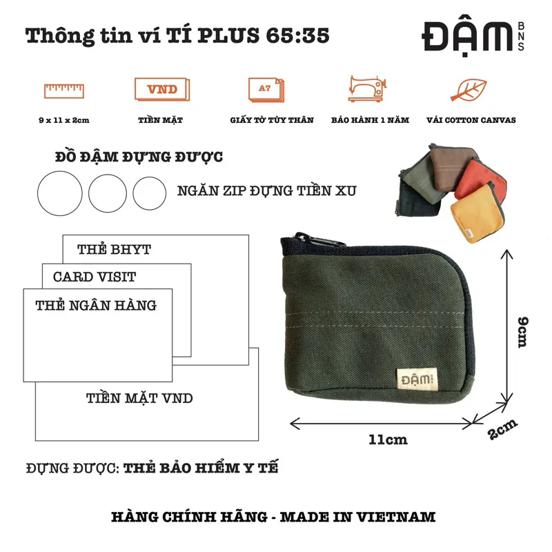 Ảnh ĐẬM BNS ví vải nhiều ngăn du lịch thời trang vừa giấy tờ tùy thân TÍ PLUS 2